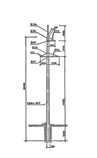 Промежуточная бетонная опора на конце тросового участка ПБ35–3Вкт, серия 3.407.1–163 выпуск 1